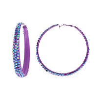60MM COLORFUL RHINESTONE HOOP EARRINGS