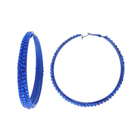 60MM COLORFUL RHINESTONE HOOP EARRINGS