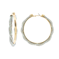 FASHION RHINESTONE BRAIDED HOOP EARRINGS