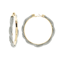 FASHION RHINESTONE BRAIDED HOOP EARRINGS
