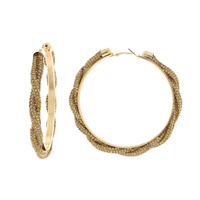 FASHION RHINESTONE BRAIDED HOOP EARRINGS