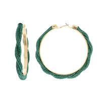 FASHION RHINESTONE BRAIDED HOOP EARRINGS