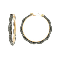 FASHION RHINESTONE BRAIDED HOOP EARRINGS
