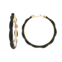 FASHION RHINESTONE BRAIDED HOOP EARRINGS