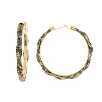 FASHION RHINESTONE BRAIDED HOOP EARRINGS