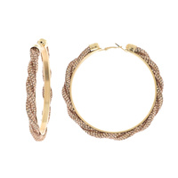 FASHION RHINESTONE BRAIDED HOOP EARRINGS