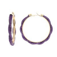 FASHION RHINESTONE BRAIDED HOOP EARRINGS