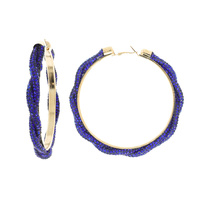 FASHION RHINESTONE BRAIDED HOOP EARRINGS