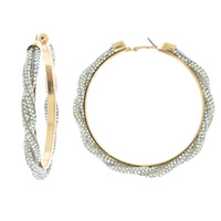 80MM FASHION RHINESTONE BRAIDED HOOP EARRINGS