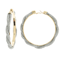 80MM FASHION RHINESTONE BRAIDED HOOP EARRINGS
