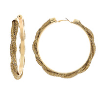 80MM FASHION RHINESTONE BRAIDED HOOP EARRINGS