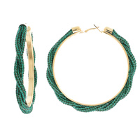 80MM FASHION RHINESTONE BRAIDED HOOP EARRINGS