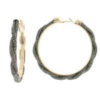 80MM FASHION RHINESTONE BRAIDED HOOP EARRINGS
