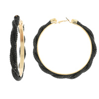 80MM FASHION RHINESTONE BRAIDED HOOP EARRINGS