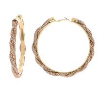 80MM FASHION RHINESTONE BRAIDED HOOP EARRINGS