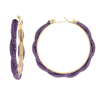 80MM FASHION RHINESTONE BRAIDED HOOP EARRINGS