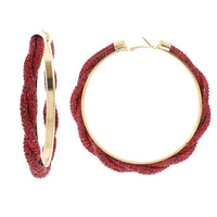 80MM FASHION RHINESTONE BRAIDED HOOP EARRINGS