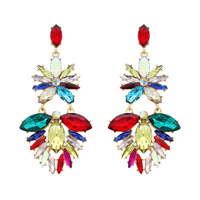 FASHION 3-TIER CRYSTAL GEMSTONE CHANDELIER DROP EARRINGS