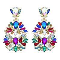 FASHION CRYSTAL GEMSTONE CHANDELIER DROP EARRINGS