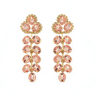 LARGE STATEMENT LINEAR  LEAF LONG DROP CRYSTAL STONE EARRINGS