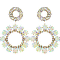 STATEMENT CRYSTAL OPEN CIRCLE HOOP DANGLE EARRINGS