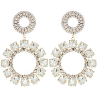 STATEMENT CRYSTAL OPEN CIRCLE HOOP DANGLE EARRINGS