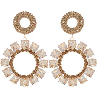 STATEMENT CRYSTAL OPEN CIRCLE HOOP DANGLE EARRINGS
