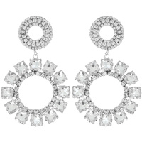 STATEMENT CRYSTAL OPEN CIRCLE HOOP DANGLE EARRINGS