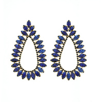 LARGE STATEMENT OPEN TEARDROP CRYSTAL MARQUISE DROP EARRINGS