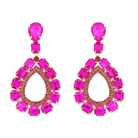 CRYSTAL 2-TIER OPEN TEARDROP LONG DROP EARRINGS