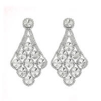 LARGE STATEMENT DIAMOND SHAPED CRYSTAL CHANDELIER DANGLE EARRINGS