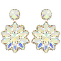 2-TIER FLORAL CRYSTAL RHINESTONE DROP EARRINGS