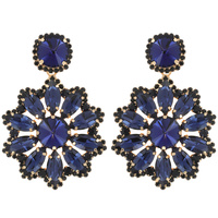 2-TIER FLORAL CRYSTAL RHINESTONE DROP EARRINGS