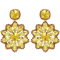 2-TIER FLORAL CRYSTAL RHINESTONE DROP EARRINGS