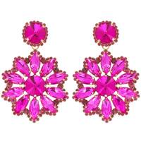 2-TIER FLORAL CRYSTAL RHINESTONE DROP EARRINGS