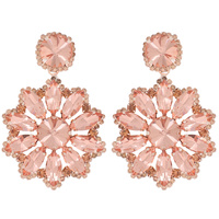 2-TIER FLORAL CRYSTAL RHINESTONE DROP EARRINGS
