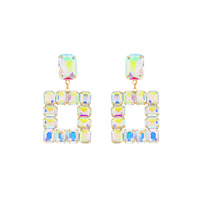 GEOMETRIC CRYSTAL GEMS OPEN SQUARE DANGLE EARRINGS