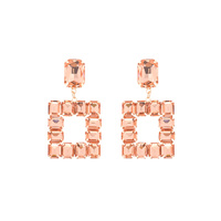 GEOMETRIC CRYSTAL GEMS OPEN SQUARE DANGLE EARRINGS