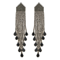 CRYSTAL RHINESTONE WATERFALL TASSEL LONG DROP EARRINGS