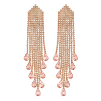 CRYSTAL RHINESTONE WATERFALL TASSEL LONG DROP EARRINGS