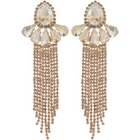 STATEMENT LARGE CRYSTAL TEARDROP CHANDELIER LONG TASSEL DROP EARRINGS