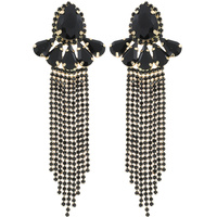 STATEMENT LARGE CRYSTAL TEARDROP CHANDELIER LONG TASSEL DROP EARRINGS