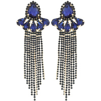 STATEMENT LARGE CRYSTAL TEARDROP CHANDELIER LONG TASSEL DROP EARRINGS