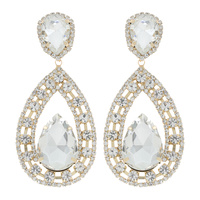 STATEMENT 2-TIER CRYSTAL TEARDROP DROP EARRINGS