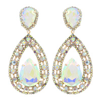 STATEMENT 2-TIER CRYSTAL TEARDROP DROP EARRINGS