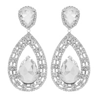 STATEMENT 2-TIER CRYSTAL TEARDROP DROP EARRINGS