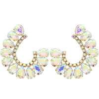 EVENING GLAM CRYSTAL C-SHAPE OPEN HOOP DROP EARRINGS