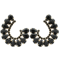 EVENING GLAM CRYSTAL C-SHAPE OPEN HOOP DROP EARRINGS