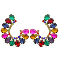EVENING GLAM CRYSTAL C-SHAPE OPEN HOOP DROP EARRINGS