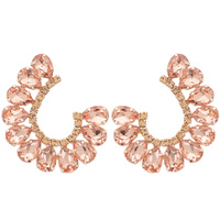 EVENING GLAM CRYSTAL C-SHAPE OPEN HOOP DROP EARRINGS